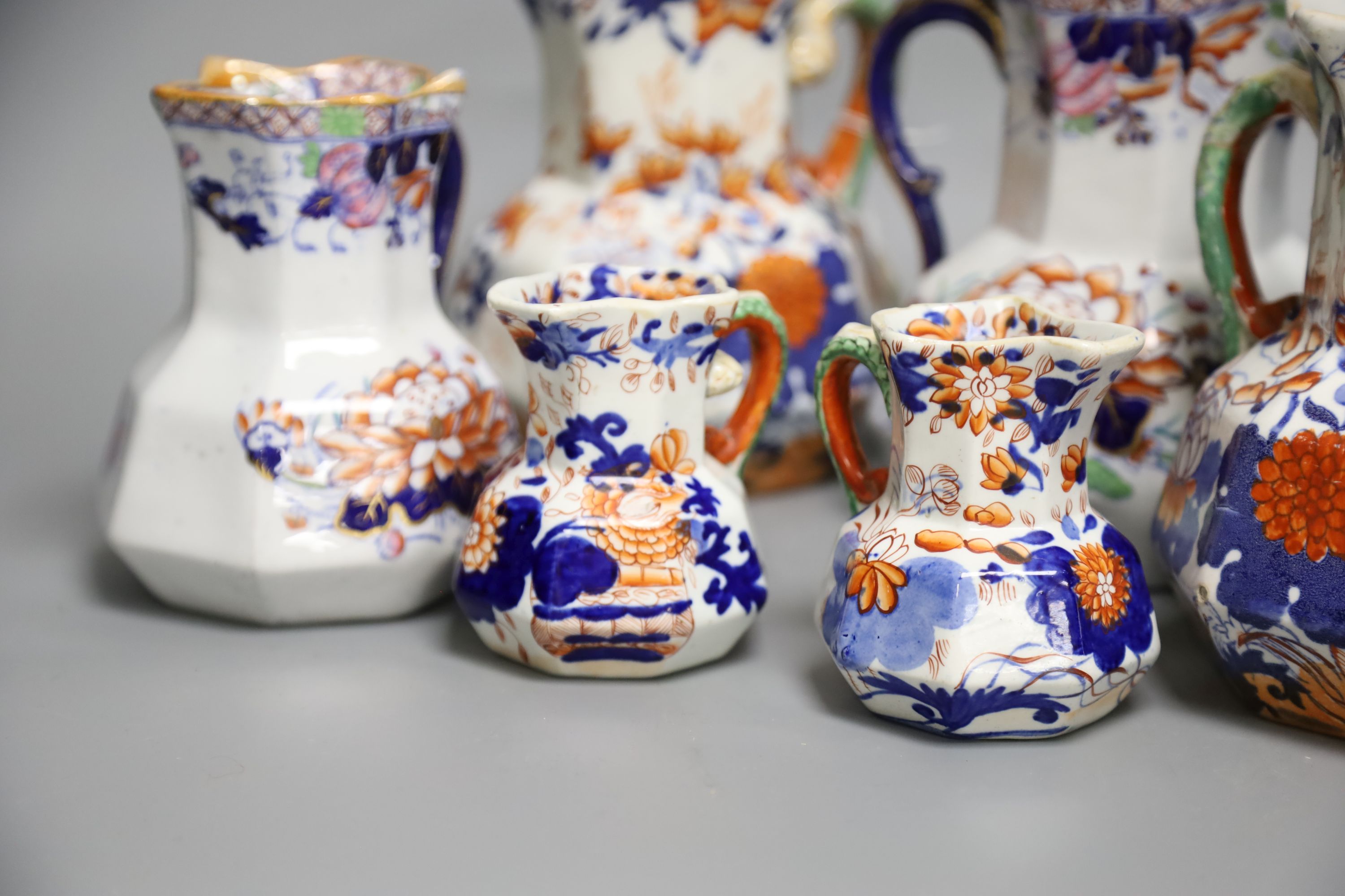 Six various 19th century Ironstone jugs